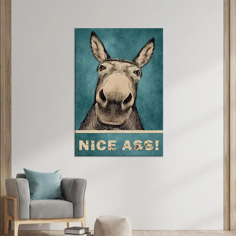 Funny Donkey Wall Art, Toilet Wall Art, Bathroom Decor, Nice Ass Print, Humorous Donkey Print, Canvas Wall Art, Custom Wall Art, - 4