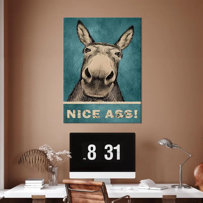 Funny Donkey Wall Art, Toilet Wall Art, Bathroom Decor, Nice Ass Print, Humorous Donkey Print, Canvas Wall Art, Custom Wall Art, - 3