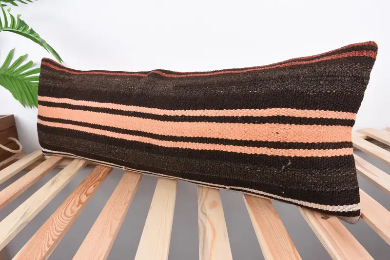 Cushion Cover, Pattern Throw Cushion, Antique Pillows, Turkish Kilim Pillow, 12x36 Pink Cushion Case, Anatolian Cushion Case, Turkish Pillow - 5