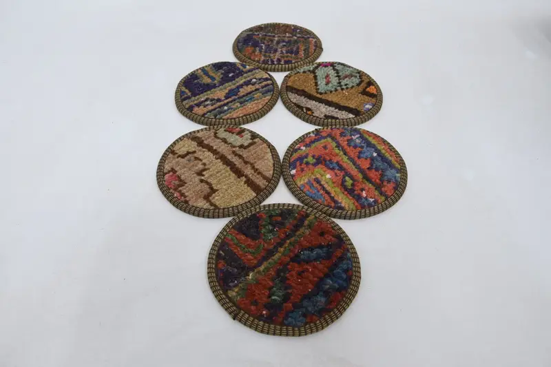 Bohemian Red & Bronze Coaster, Stylish Round Coaster