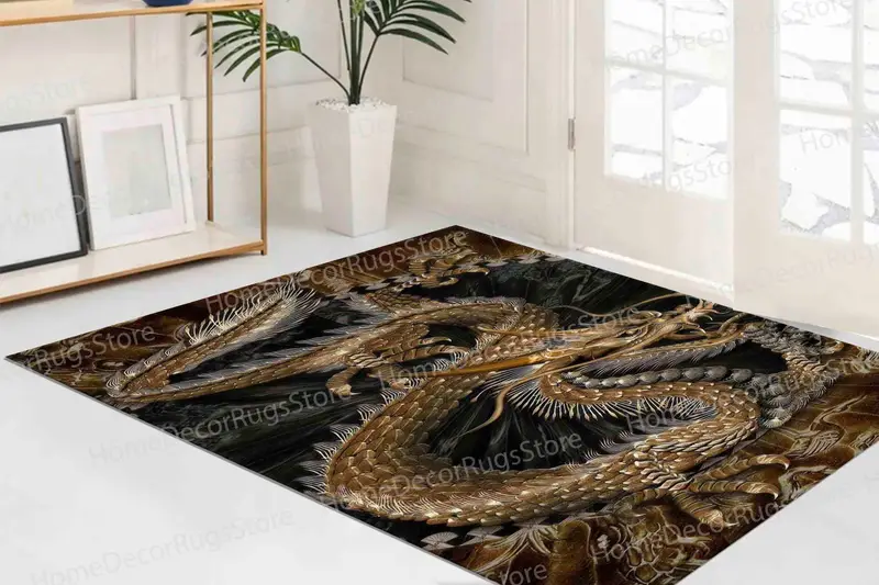 Alfombra estampada elegante: diseño de dragón japonés, diseño moderno