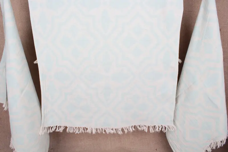 Turkish Hand Towel Organic Cotton Mint, Tulip Pattern, 24x40 Inches