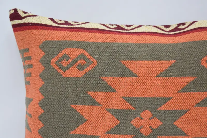 Kilim Pillow, Vintage Pillow, 20x28 Orange Pillow Sham, Cotton Pillow, Bolster Throw Pillow Case, Pillow Case, Interior Designer Pillow - 2