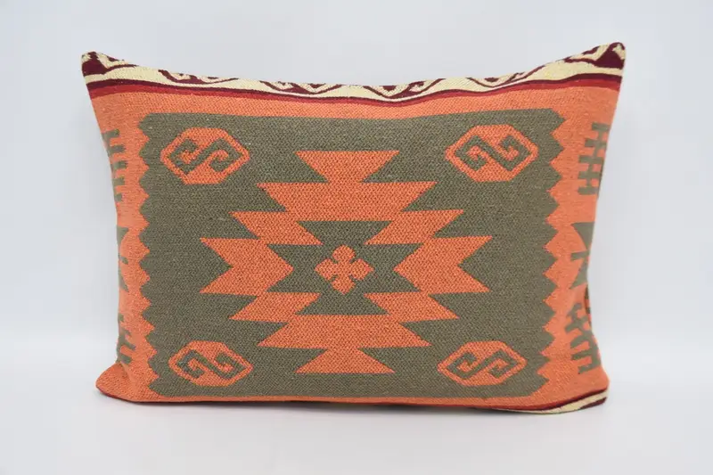 Kilim Pillow, Vintage Pillow, 20x28 Orange Pillow Sham, Cotton Pillow, Bolster Throw Pillow Case, Pillow Case, Interior Designer Pillow - 1