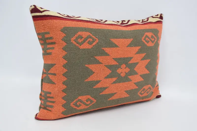 Kilim Pillow, Vintage Pillow, 20x28 Orange Pillow Sham, Cotton Pillow, Bolster Throw Pillow Case, Pillow Case, Interior Designer Pillow - 3