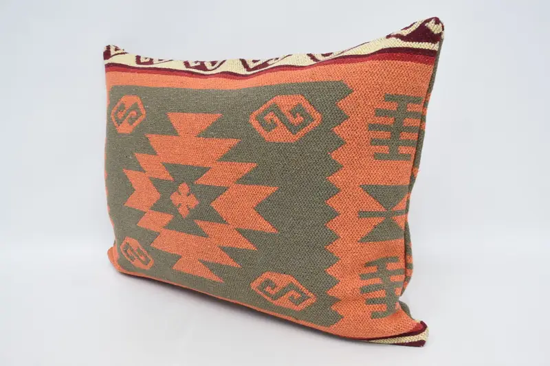 Kilim Pillow, Vintage Pillow, 20x28 Orange Pillow Sham, Cotton Pillow, Bolster Throw Pillow Case, Pillow Case, Interior Designer Pillow - 4