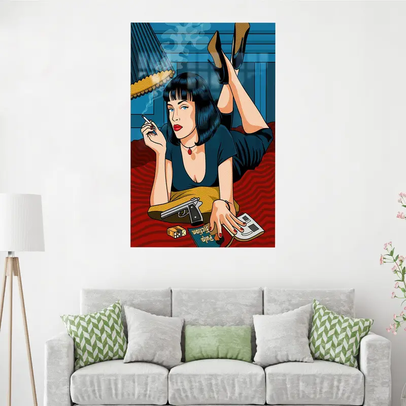 Zarif Baskılı Cam: Pop Art Sigara İçen Kadın Tasarımı