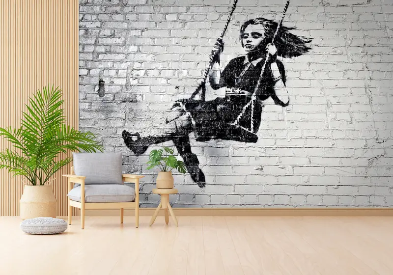 エレガントなプリント壁紙: スウィングガール & バンクシーガールのテーマ