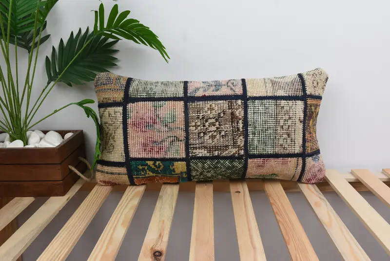 12x24 Brown Cushion, Pillow for Couch, Decorative Cushion, Pillow Cover, Ikat Cushion, Pillow for Sofa, Armchair Pillow, Kilim Pillow Cover - 1