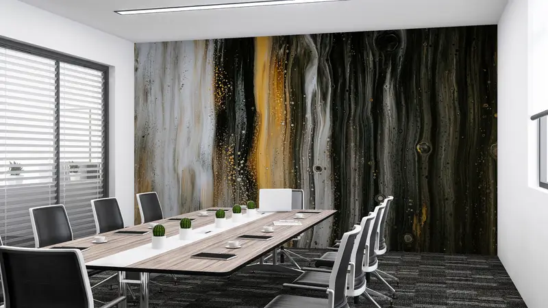 Abstract Modern Wallpaper, Modern Wall Painting, Shimmery Wall Mural, Yellow Mural, Abstract Wall Paper, Oil Painting Print, - 7