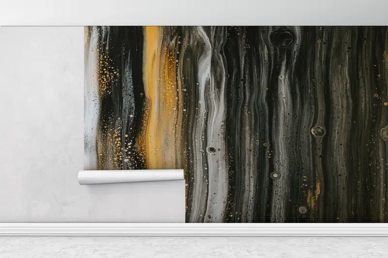 Abstract Modern Wallpaper, Modern Wall Painting, Shimmery Wall Mural, Yellow Mural, Abstract Wall Paper, Oil Painting Print, - 1