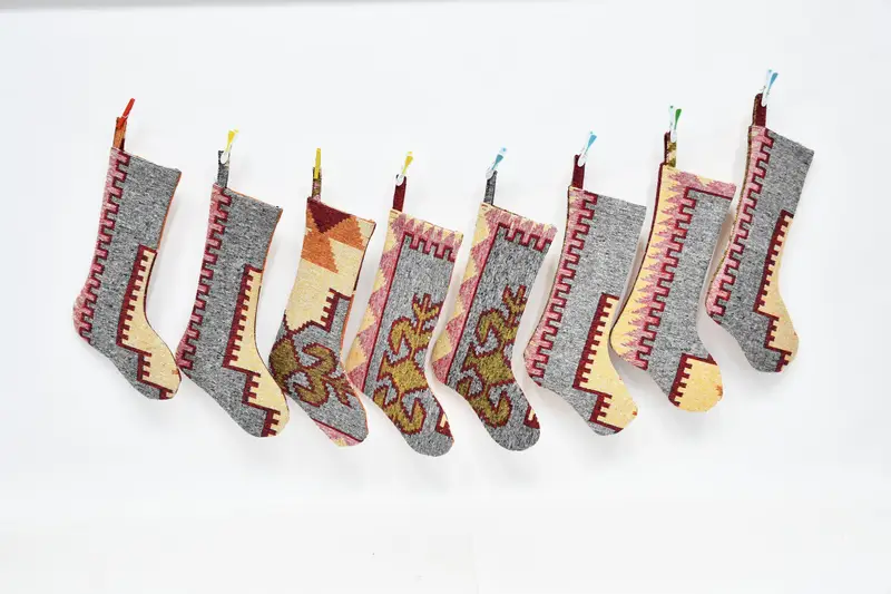 Christmas Ornaments Pattern, 8 Inch Kilim Design Stocking