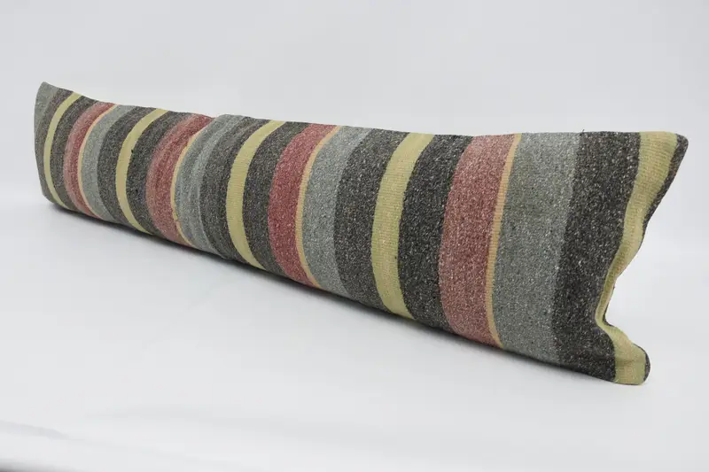 Vintage Kilim Throw Pillow, Aztec Pillow, Handmade Kilim Cushion, Turkish Bench Cushion, 12x48 Blue Pillow Cover, Kilim Cushion Sham, Cushion Cover - 4