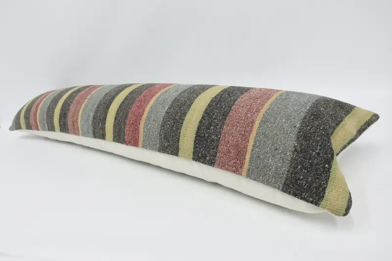 Vintage Kilim Throw Pillow, Aztec Pillow, Handmade Kilim Cushion, Turkish Bench Cushion, 12x48 Blue Pillow Cover, Kilim Cushion Sham, Cushion Cover - 6