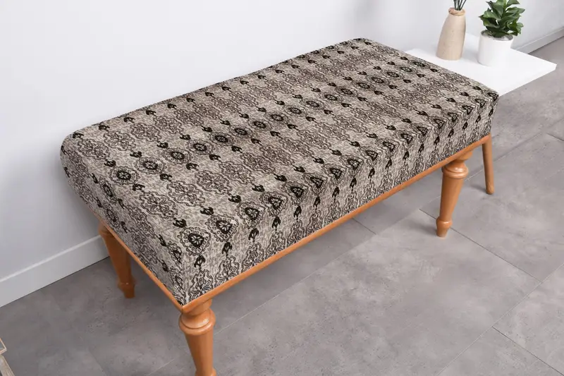 キリム風ウール混北欧ブラウンオットマン オットマン