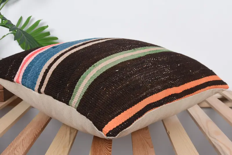 20x20 Black Pillow Case, Outdoor Patio Pillow Case, Cushion, Gift Pillow, Throw Kilim Pillow, Ethnical Kilim Rug Pillow, Bohemian Cushion Cushion - 6