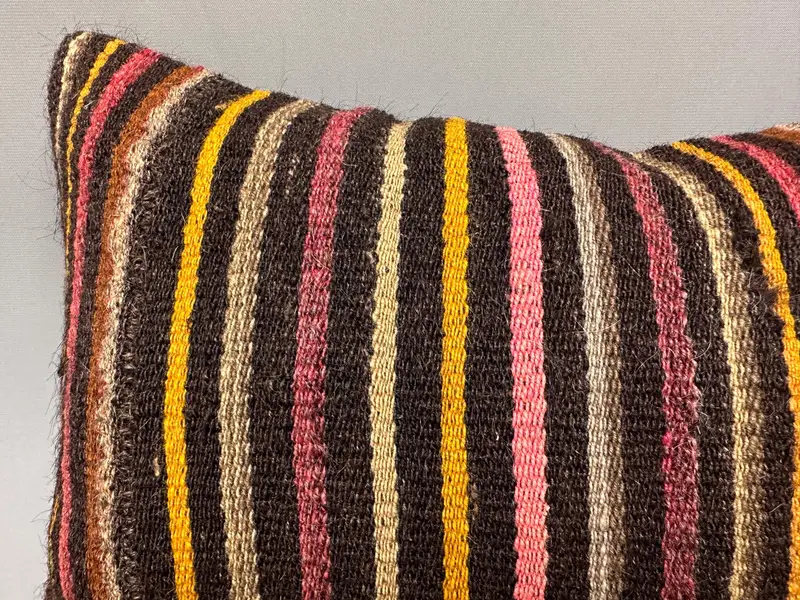 Handmade Kilim Cushion, Vintage Kilim Throw Pillow, 12x20 Rainbow Cushion Case, Boho Throw Pillow Sham, Cushion Case, Interior Designer Pillow - 5