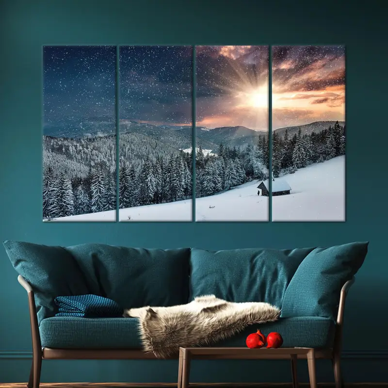 Zarif Kış Ormanı Kanvası: Doğanın Gün Batımı Serenadı