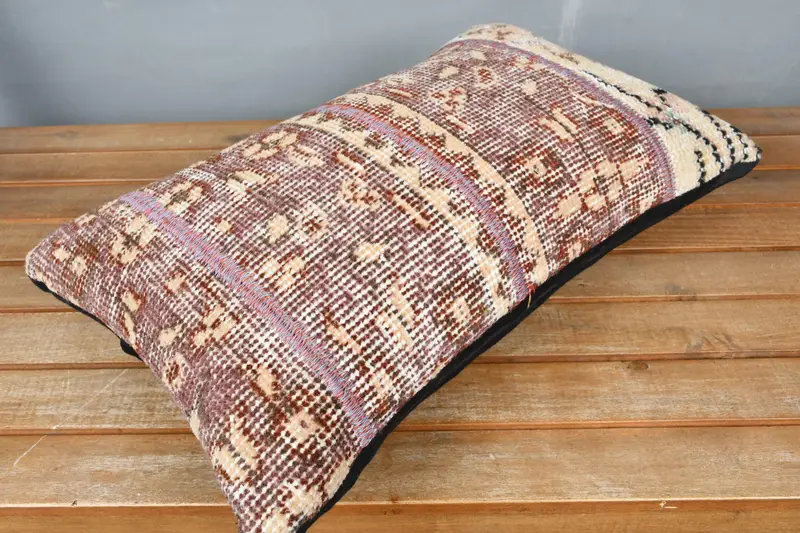 12x20 Brown Cushion Case, Handwoven Cushion Case, Kilim Pillow, Pillow Case, Throw Kilim Pillow, Vintage Kilim Throw Pillow, Cozy Throw Cushion - 2
