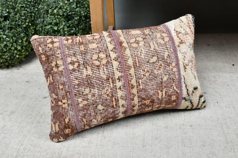 12x20 Brown Cushion Case, Handwoven Cushion Case, Kilim Pillow, Pillow Case, Throw Kilim Pillow, Vintage Kilim Throw Pillow, Cozy Throw Cushion - 7