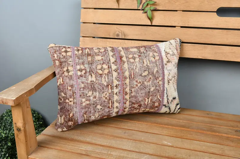 12x20 Brown Cushion Case, Handwoven Cushion Case, Kilim Pillow, Pillow Case, Throw Kilim Pillow, Vintage Kilim Throw Pillow, Cozy Throw Cushion - 1