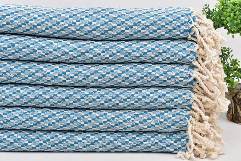 Monogram Turkish Towel, Large Turkish Towel, Hammam Towel USA, Gym Towel, 68x40 Cotton Geometric Towel, Embroidery Towel, Beach towel, Gift Towel - 3