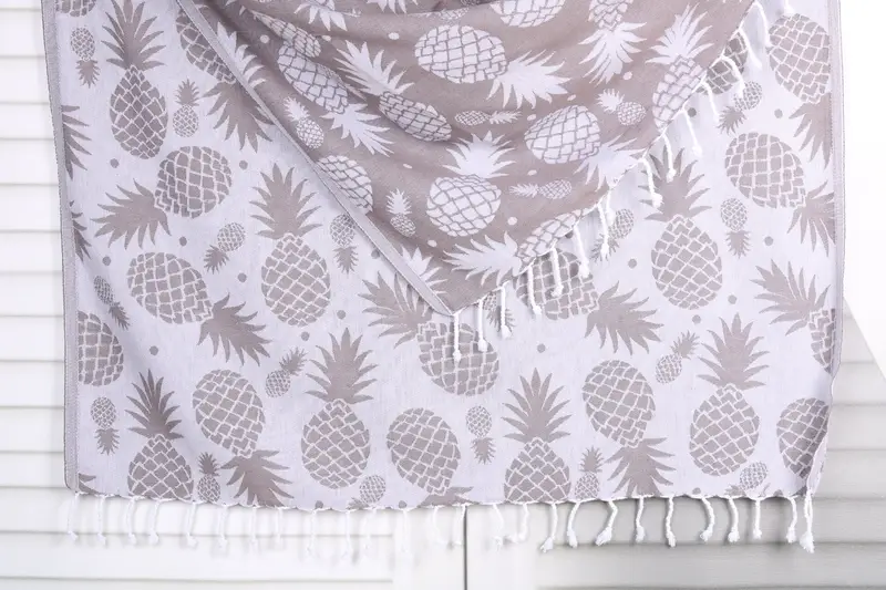 Beach Towel Custom Wedding Gift Brown Pineapple Pattern, 36x71 Inches