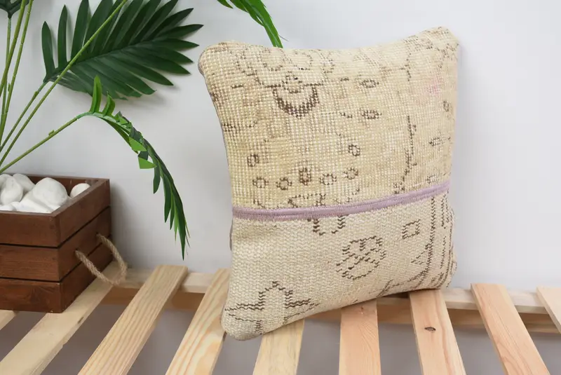 Cushion, Chair Pillow Sham, Luxury Pillow Case, Pillow for Couch, Gift Pillow, 14x14 Beige Cushion Cover, Colorful Pillow Sham, Kilim Cushion Sham - 4