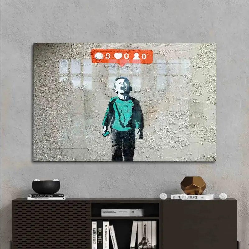 エレガントなプリント ガラス: バンクシー クライング チャイルド アート テーマ