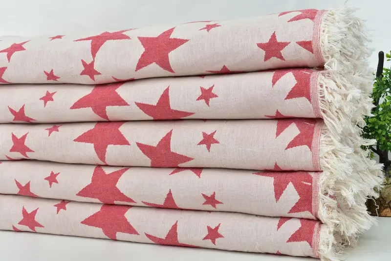 Personalized Gifts, Bachelorette Party Favors, Couch Blanket, Bridal Shower Gift, 92x80 Cotton Star Design Towel, Turkish Cotton Blanket - 4