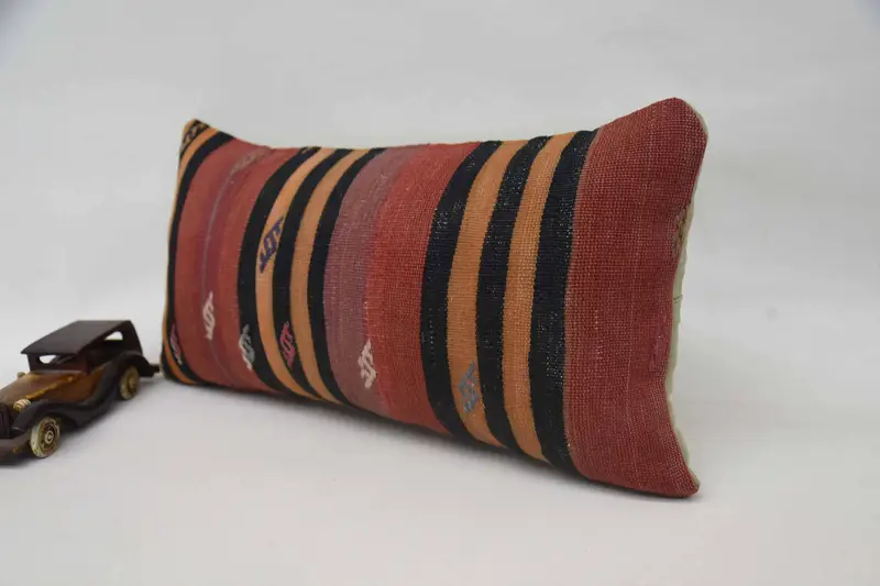 Office Chair Pillow Sham, Pillow Sham, 12x24 Red Pillow Cover, Throw Kilim Pillow, Pillow for Couch, Handmade Kilim Cushion - 3