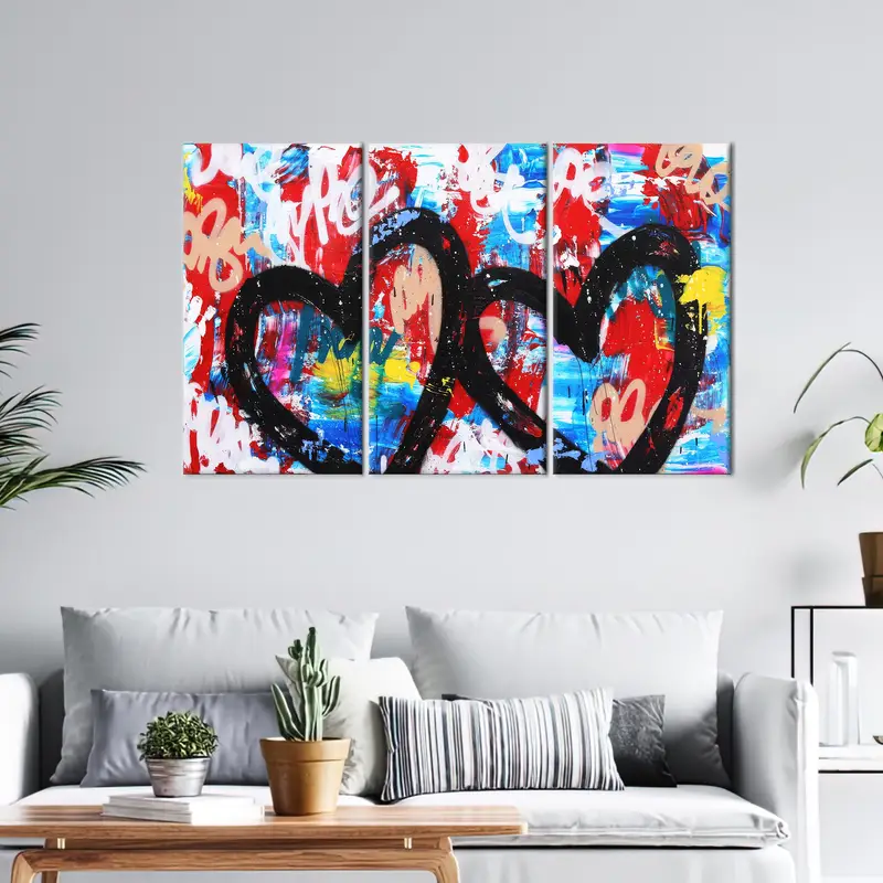 Hearts Graffiti Art, Hearts Canvas Art, Love Wall Art, Valentines Day Gift, Graffiti Artwork, Wall Art Decor, Modern Wall Art, Home Decor - 2