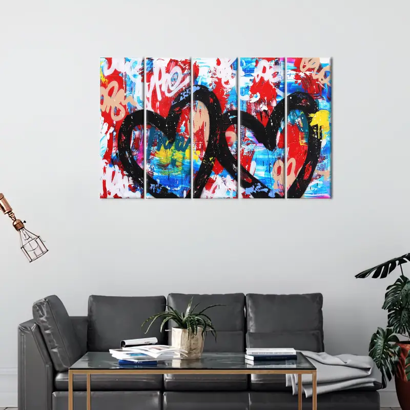 Hearts Graffiti Art, Hearts Canvas Art, Love Wall Art, Valentines Day Gift, Graffiti Artwork, Wall Art Decor, Modern Wall Art, Home Decor - 4