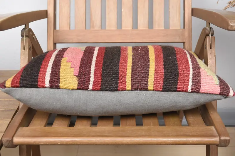 Gift Pillow, Cozy Throw Pillow Sham, Seat Cushion, 12x20 Brown Pillow Sham, Ethnical Kilim Rug Pillow, Pillow, Home Decor Pillow - 5