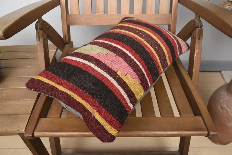 Gift Pillow, Cozy Throw Pillow Sham, Seat Cushion, 12x20 Brown Pillow Sham, Ethnical Kilim Rug Pillow, Pillow, Home Decor Pillow - 4