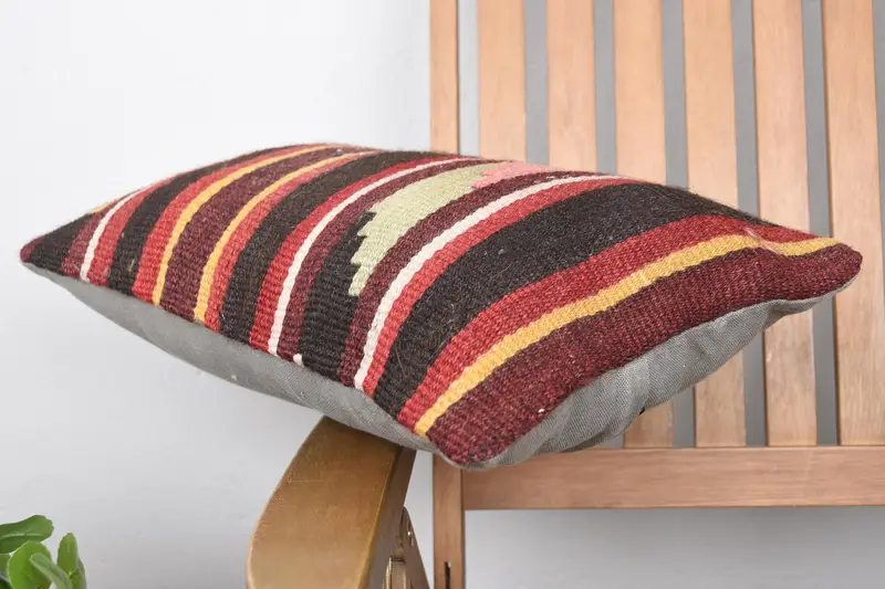 Gift Pillow, Cozy Throw Pillow Sham, Seat Cushion, 12x20 Brown Pillow Sham, Ethnical Kilim Rug Pillow, Pillow, Home Decor Pillow - 6