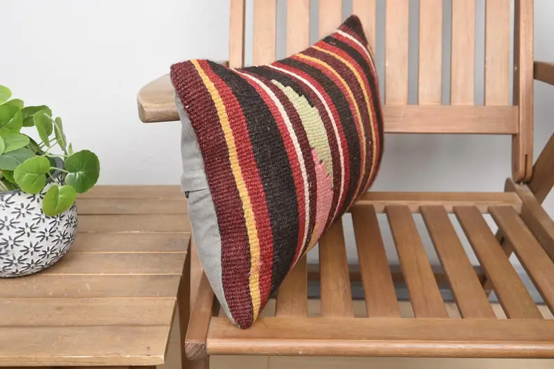 Gift Pillow, Cozy Throw Pillow Sham, Seat Cushion, 12x20 Brown Pillow Sham, Ethnical Kilim Rug Pillow, Pillow, Home Decor Pillow - 2