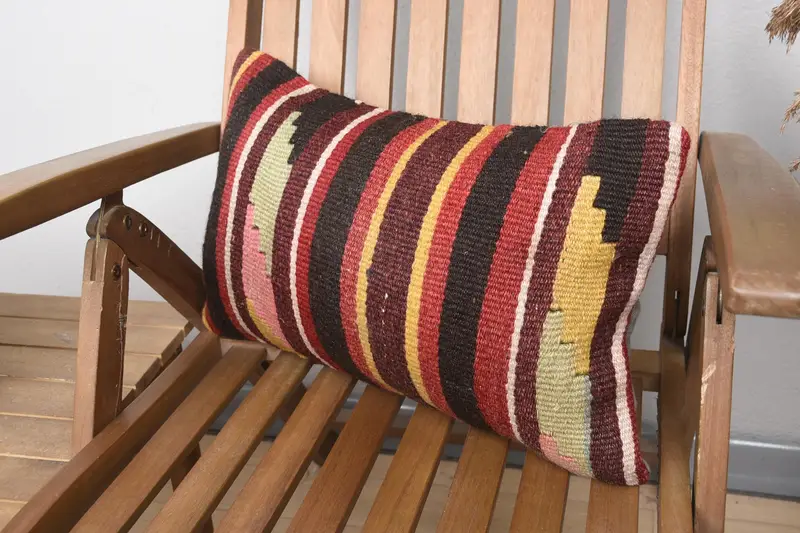 Gift Pillow, Cozy Throw Pillow Sham, Seat Cushion, 12x20 Brown Pillow Sham, Ethnical Kilim Rug Pillow, Pillow, Home Decor Pillow - 3