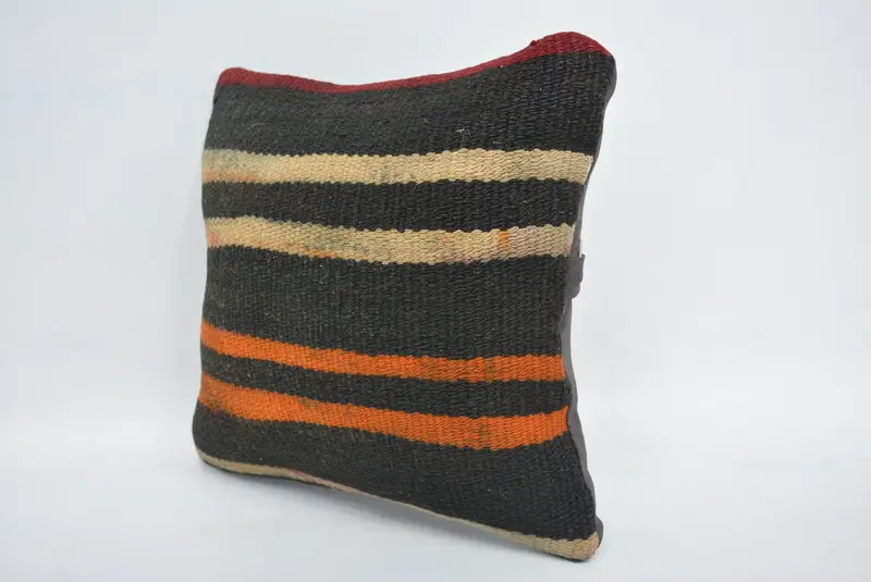 Pillow Case, Toss Pillow, Ottoman Cushion Case, Kilim Cushion Sham, Antique Pillows, Aztec Pillow Sham, 12x12 Black Pillow, Gift Pillow - 4