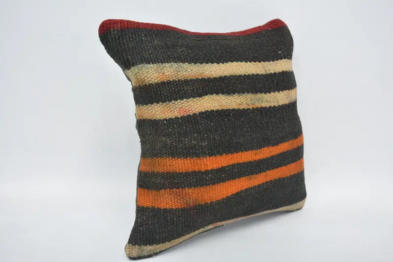 Pillow Case, Toss Pillow, Ottoman Cushion Case, Kilim Cushion Sham, Antique Pillows, Aztec Pillow Sham, 12x12 Black Pillow, Gift Pillow - 3