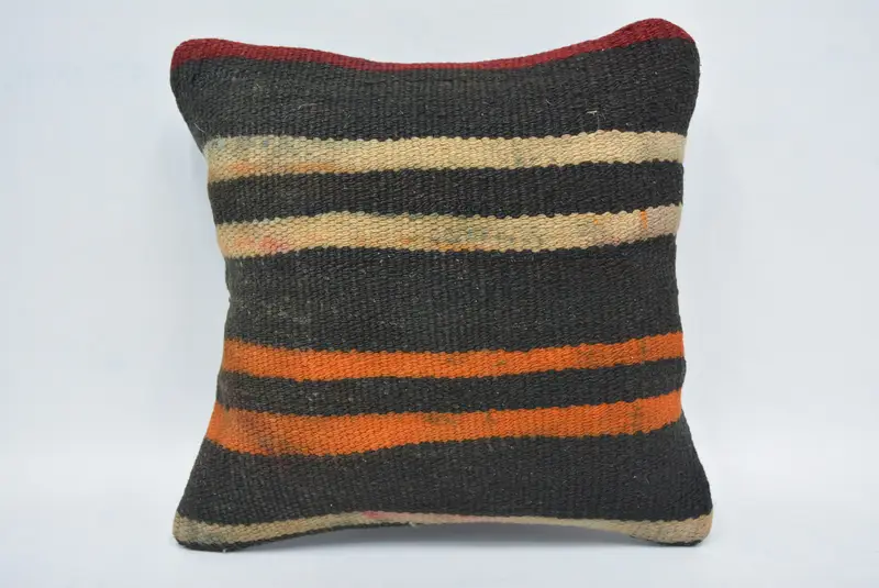 Pillow Case, Toss Pillow, Ottoman Cushion Case, Kilim Cushion Sham, Antique Pillows, Aztec Pillow Sham, 12x12 Black Pillow, Gift Pillow - 1