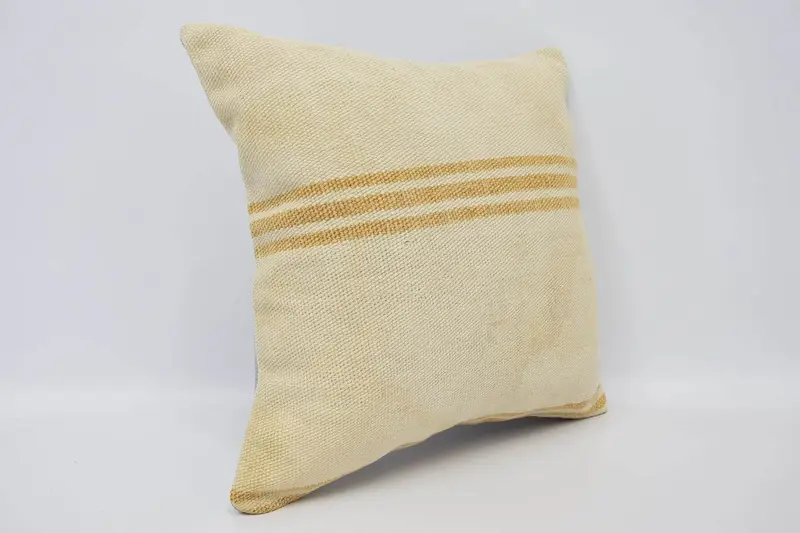 Natural Pillow, Vintage Kilim Throw Pillow, Vintage Kilim Pillow, Pillow Case, Pillow for Sofa, 16x16 Beige Cushion, Outdoor Cushion Case - 3