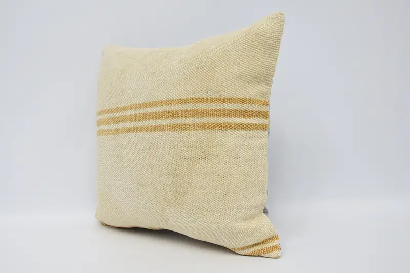 Natural Pillow, Vintage Kilim Throw Pillow, Vintage Kilim Pillow, Pillow Case, Pillow for Sofa, 16x16 Beige Cushion, Outdoor Cushion Case - 4
