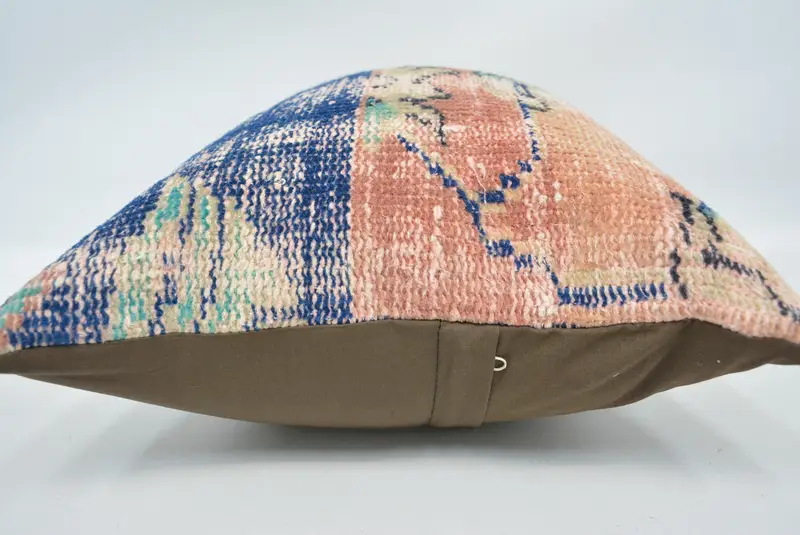 Aztec Cushion Cover, Bed Pillow Cover, Kilim Pillow Cover, Pillow Cover, Vintage Pillow, Handmade Kilim Cushion, 16x24 Blue Cushion Cover - 5