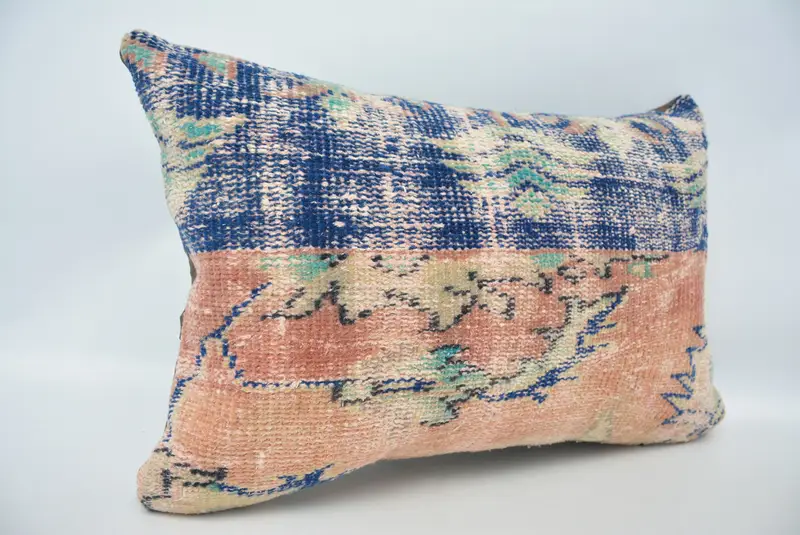 Aztec Cushion Cover, Bed Pillow Cover, Kilim Pillow Cover, Pillow Cover, Vintage Pillow, Handmade Kilim Cushion, 16x24 Blue Cushion Cover - 3