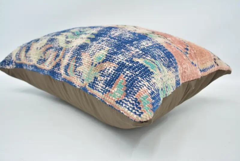 Aztec Cushion Cover, Bed Pillow Cover, Kilim Pillow Cover, Pillow Cover, Vintage Pillow, Handmade Kilim Cushion, 16x24 Blue Cushion Cover - 6