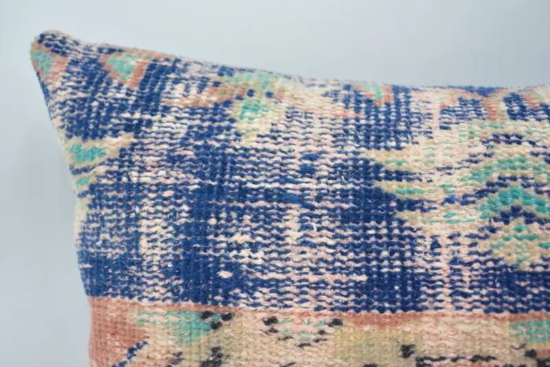 Aztec Cushion Cover, Bed Pillow Cover, Kilim Pillow Cover, Pillow Cover, Vintage Pillow, Handmade Kilim Cushion, 16x24 Blue Cushion Cover - 2