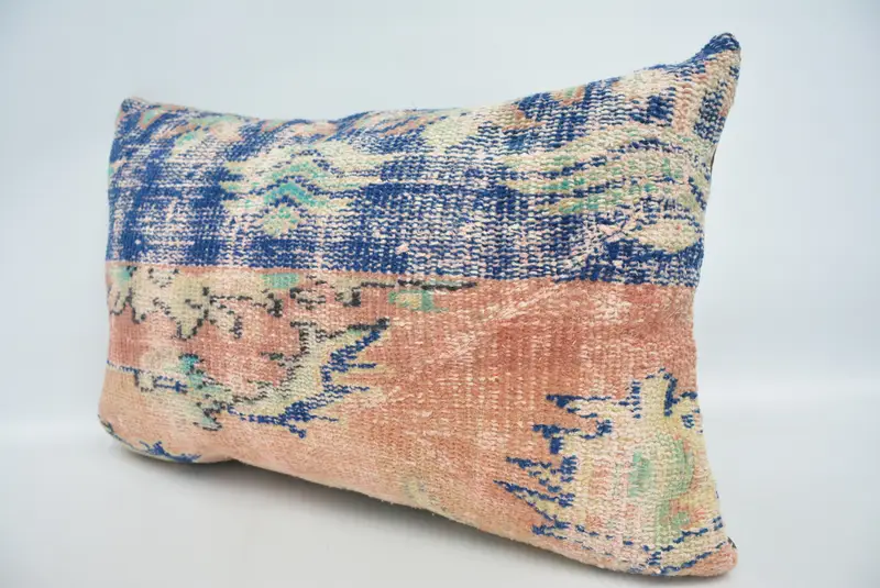 Aztec Cushion Cover, Bed Pillow Cover, Kilim Pillow Cover, Pillow Cover, Vintage Pillow, Handmade Kilim Cushion, 16x24 Blue Cushion Cover - 4