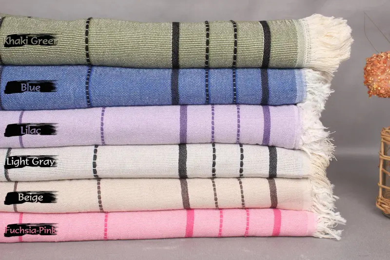 Boho Throw Blankets, Couch Throw, Bridal Shower Gift, Turkish Blanket Throw, Custom Wedding Gifts, Turkish Bedspread, 100x80 Cotton Striped Towel - 2