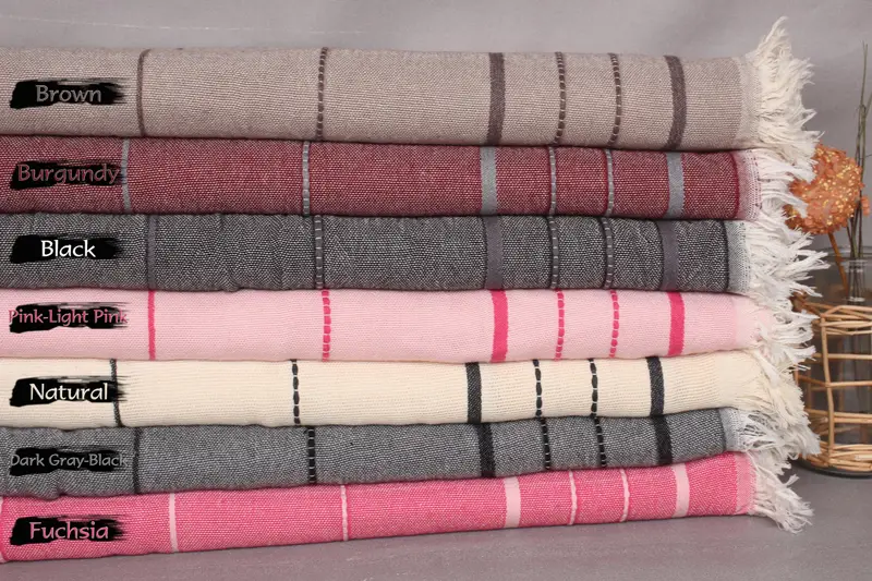 Boho Throw Blankets, Couch Throw, Bridal Shower Gift, Turkish Blanket Throw, Custom Wedding Gifts, Turkish Bedspread, 100x80 Cotton Striped Towel - 1